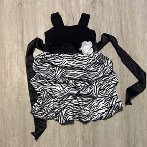 Iz Byer Black and White Zebra Print Kids Dress